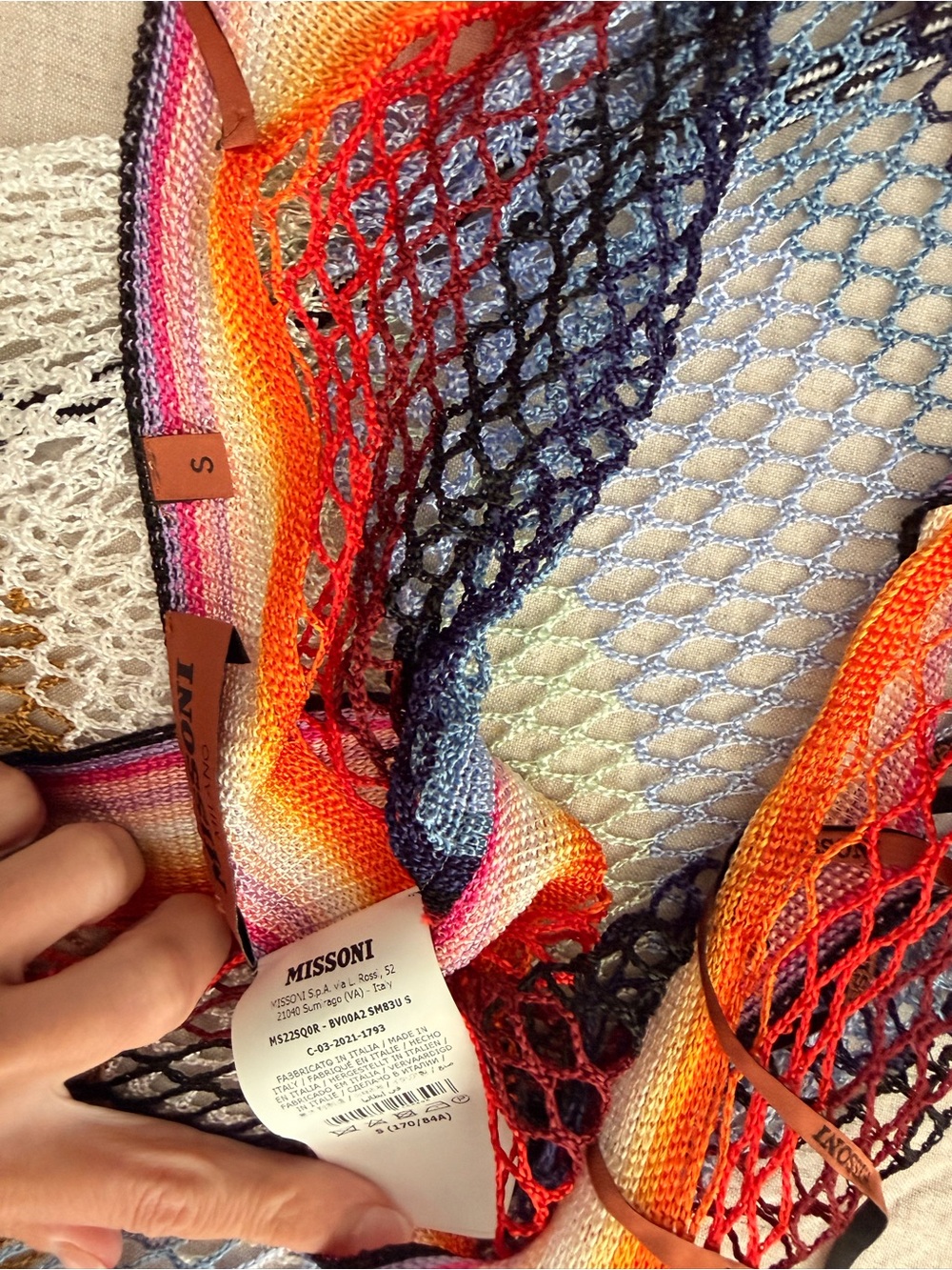 Multicolor Crochet Mesh Maxi Dress - Rainbow Stripes - Picture 4 of 7